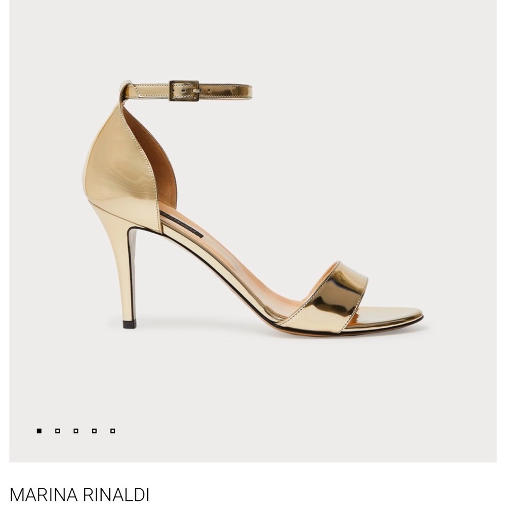Marina Rinaldi Metallic Gold Heeled Sandals NWT